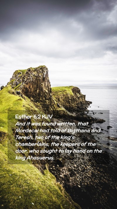 Picture 02 - Esther 6:2 KJV Mobile Phone Wallpaper - And it was found written, that Mordecai had told - Mobile Bible Verse Wallpaper