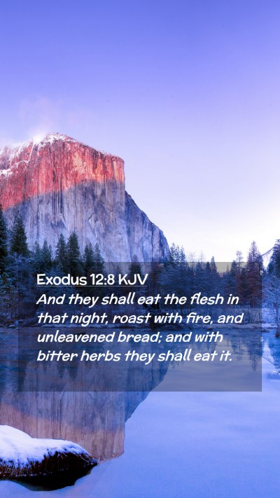Picture 02 - Exodus 12:8 KJV Mobile Phone Wallpaper - And they shall eat the flesh in that night, roast - Mobile Bible Verse Wallpaper