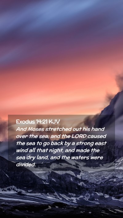 Picture 02 - Exodus 14:21 KJV Mobile Phone Wallpaper - And Moses stretched out his hand over the sea; - Mobile Bible Verse Wallpaper