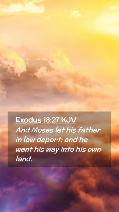 Picture 02 - Exodus 18:27 KJV Mobile Phone Wallpaper - And Moses let his father in law depart; and he - Mobile Bible Verse Wallpaper