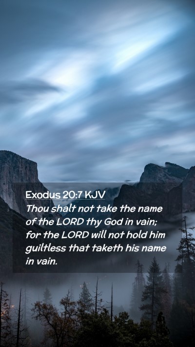 Picture 02 - Exodus 20:7 KJV Mobile Phone Wallpaper - Thou shalt not take the name of the LORD thy God - Mobile Bible Verse Wallpaper