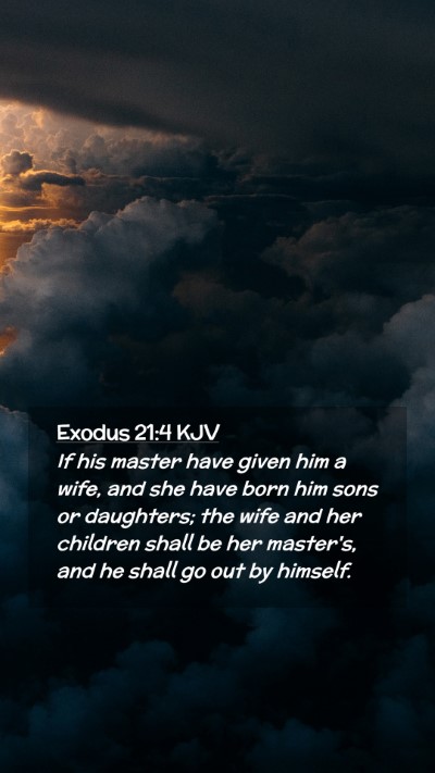 Picture 02 - Exodus 21:4 KJV Mobile Phone Wallpaper - If his master have given him a wife, and she have - Mobile Bible Verse Wallpaper