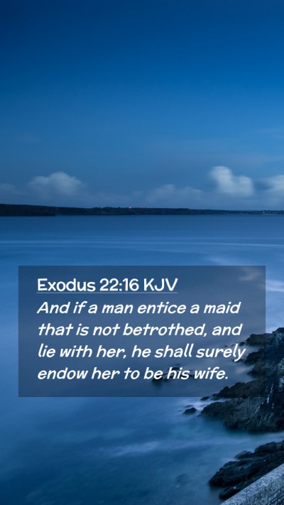 Picture 02 - Exodus 22:16 KJV Mobile Phone Wallpaper - And if a man entice a maid that is not betrothed, - Mobile Bible Verse Wallpaper