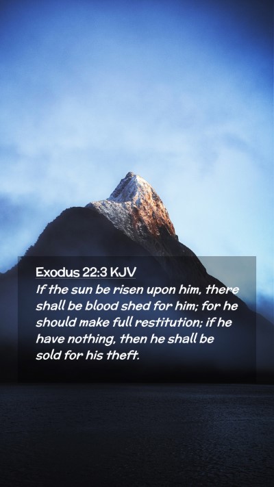 Picture 02 - Exodus 22:3 KJV Mobile Phone Wallpaper - If the sun be risen upon him, there shall be - Mobile Bible Verse Wallpaper