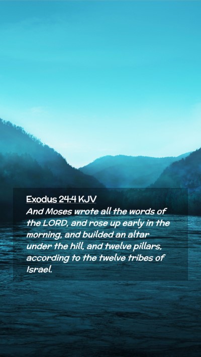 Picture 02 - Exodus 24:4 KJV Mobile Phone Wallpaper - And Moses wrote all the words of the LORD, and - Mobile Bible Verse Wallpaper