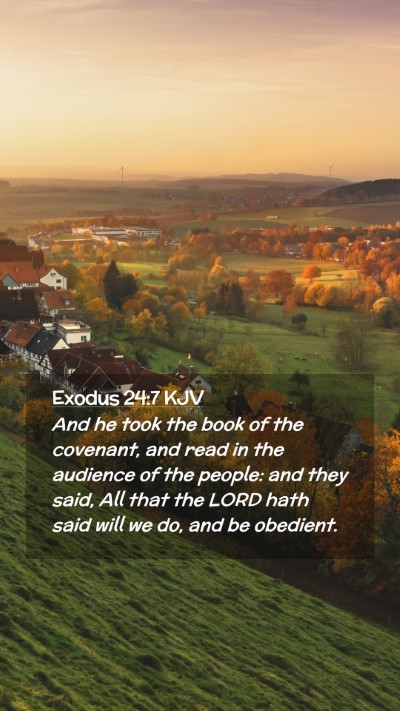 Picture 02 - Exodus 24:7 KJV Mobile Phone Wallpaper - And he took the book of the covenant, and read in - Mobile Bible Verse Wallpaper