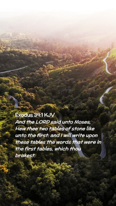 Picture 02 - Exodus 34:1 KJV Mobile Phone Wallpaper - And the LORD said unto Moses, Hew thee two tables - Mobile Bible Verse Wallpaper
