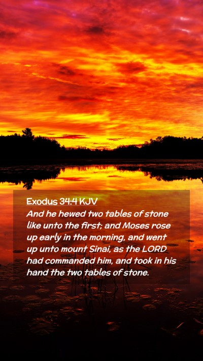 Picture 02 - Exodus 34:4 KJV Mobile Phone Wallpaper - And he hewed two tables of stone like unto the - Mobile Bible Verse Wallpaper