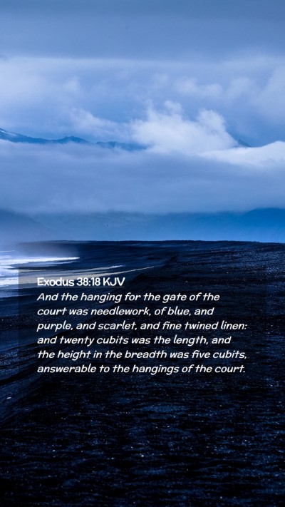 Picture 02 - Exodus 38:18 KJV Mobile Phone Wallpaper - And the hanging for the gate of the court was - Mobile Bible Verse Wallpaper