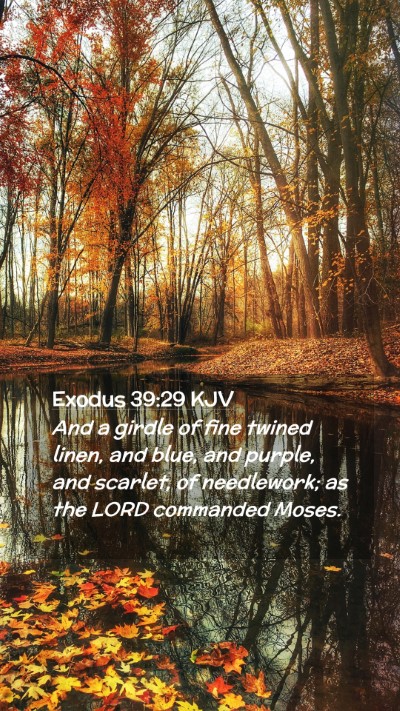 Picture 02 - Exodus 39:29 KJV Mobile Phone Wallpaper - And a girdle of fine twined linen, and blue, and - Mobile Bible Verse Wallpaper