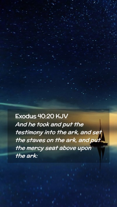 Picture 02 - Exodus 40:20 KJV Mobile Phone Wallpaper - And he took and put the testimony into the ark, - Mobile Bible Verse Wallpaper