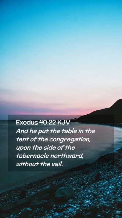 Picture 02 - Exodus 40:22 KJV Mobile Phone Wallpaper - And he put the table in the tent of the - Mobile Bible Verse Wallpaper