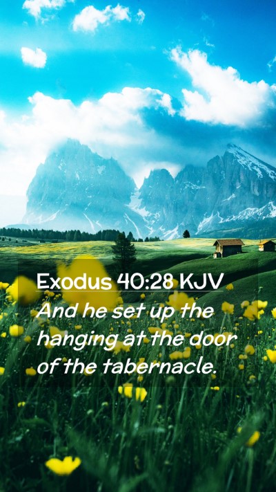 Picture 02 - Exodus 40:28 KJV Mobile Phone Wallpaper - And he set up the hanging at the door of the - Mobile Bible Verse Wallpaper