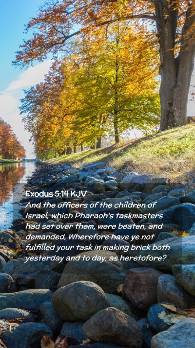 Picture 02 - Exodus 5:14 KJV Mobile Phone Wallpaper - And the officers of the children of Israel, which - Mobile Bible Verse Wallpaper