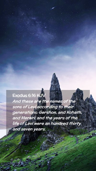 Picture 02 - Exodus 6:16 KJV Mobile Phone Wallpaper - And these are the names of the sons of Levi - Mobile Bible Verse Wallpaper