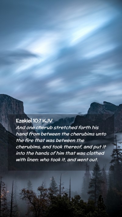 Picture 02 - Ezekiel 10:7 KJV Mobile Phone Wallpaper - And one cherub stretched forth his hand from - Mobile Bible Verse Wallpaper