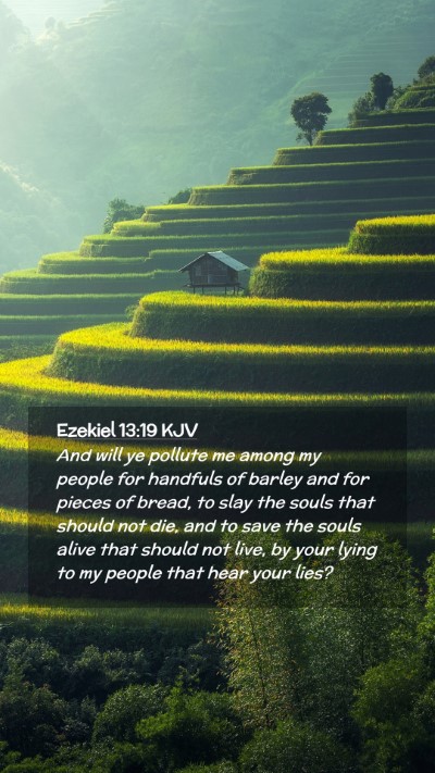 Picture 02 - Ezekiel 13:19 KJV Mobile Phone Wallpaper - And will ye pollute me among my people for - Mobile Bible Verse Wallpaper