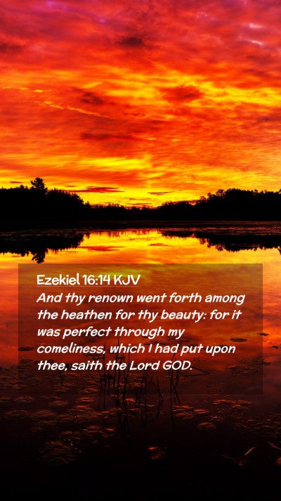 Picture 02 - Ezekiel 16:14 KJV Mobile Phone Wallpaper - And thy renown went forth among the heathen for - Mobile Bible Verse Wallpaper