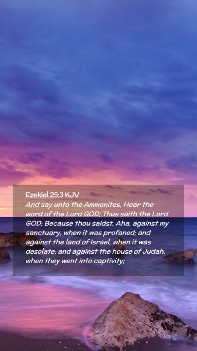 Picture 02 - Ezekiel 25:3 KJV Mobile Phone Wallpaper - And say unto the Ammonites, Hear the word of the - Mobile Bible Verse Wallpaper