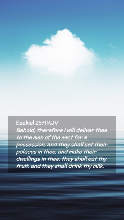 Picture 02 - Ezekiel 25:4 KJV Mobile Phone Wallpaper - Behold, therefore I will deliver thee to the men - Mobile Bible Verse Wallpaper