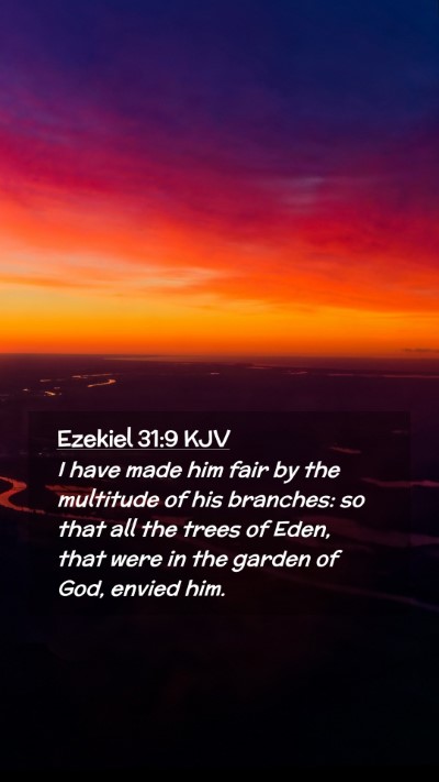 Picture 02 - Ezekiel 31:9 KJV Mobile Phone Wallpaper - I have made him fair by the multitude of his - Mobile Bible Verse Wallpaper