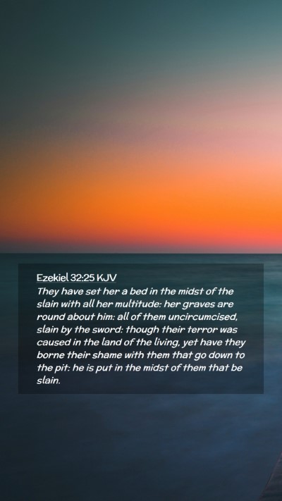 Picture 02 - Ezekiel 32:25 KJV Mobile Phone Wallpaper - They have set her a bed in the midst of the slain - Mobile Bible Verse Wallpaper