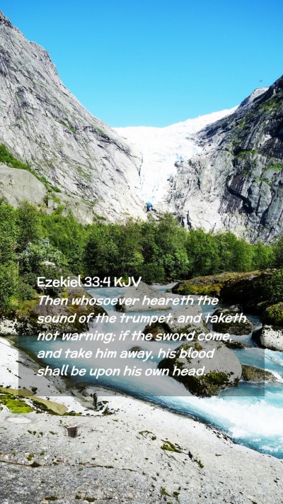 Picture 02 - Ezekiel 33:4 KJV Mobile Phone Wallpaper - Then whosoever heareth the sound of the trumpet, - Mobile Bible Verse Wallpaper