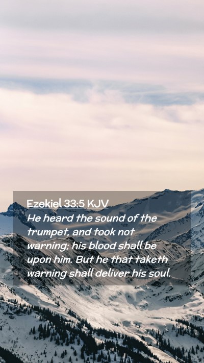 Picture 02 - Ezekiel 33:5 KJV Mobile Phone Wallpaper - He heard the sound of the trumpet, and took not - Mobile Bible Verse Wallpaper