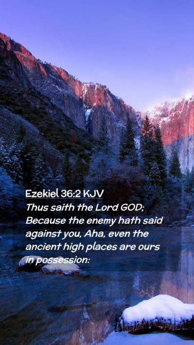Picture 02 - Ezekiel 36:2 KJV Mobile Phone Wallpaper - Thus saith the Lord GOD; Because the enemy hath - Mobile Bible Verse Wallpaper