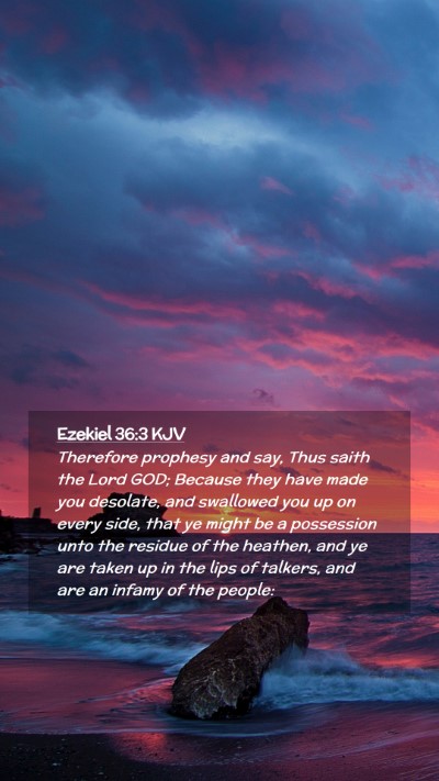 Picture 02 - Ezekiel 36:3 KJV Mobile Phone Wallpaper - Therefore prophesy and say, Thus saith the Lord - Mobile Bible Verse Wallpaper