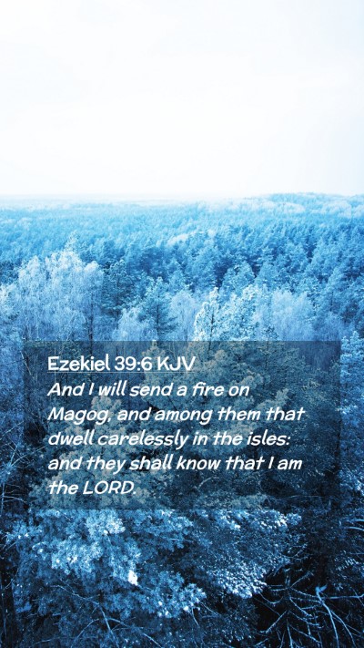 Picture 02 - Ezekiel 39:6 KJV Mobile Phone Wallpaper - And I will send a fire on Magog, and among them - Mobile Bible Verse Wallpaper