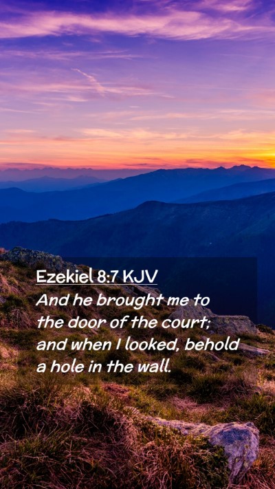Picture 02 - Ezekiel 8:7 KJV Mobile Phone Wallpaper - And he brought me to the door of the court; and - Mobile Bible Verse Wallpaper