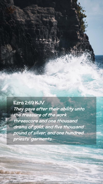 Picture 02 - Ezra 2:69 KJV Mobile Phone Wallpaper - They gave after their ability unto the treasure - Mobile Bible Verse Wallpaper