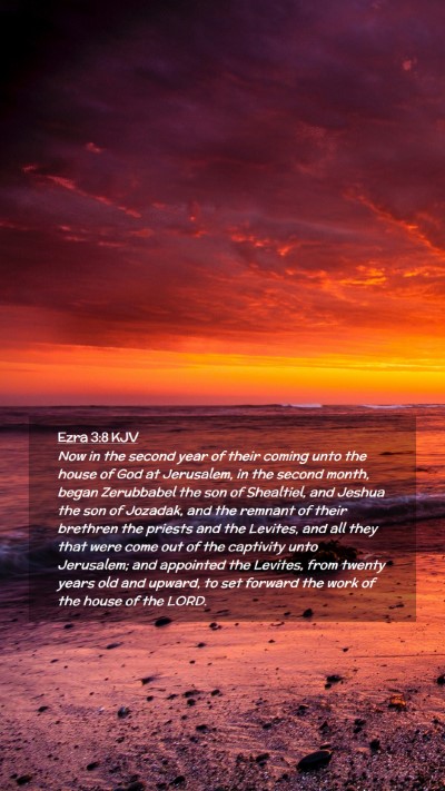 Picture 02 - Ezra 3:8 KJV Mobile Phone Wallpaper - Now in the second year of their coming unto the - Mobile Bible Verse Wallpaper