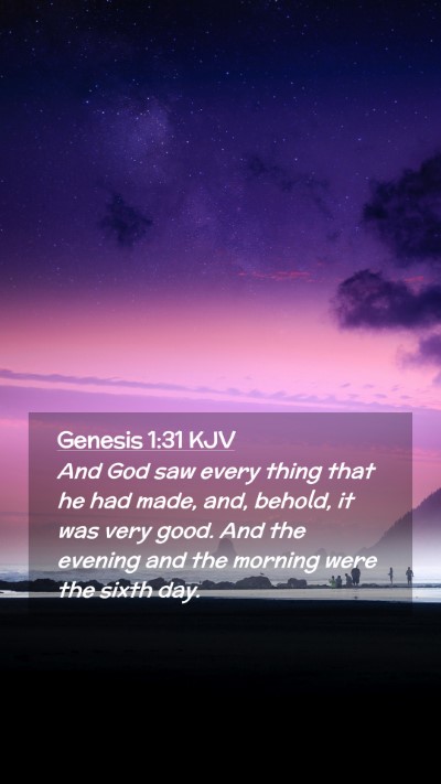 Picture 02 - Genesis 1:31 KJV Mobile Phone Wallpaper - And God saw every thing that he had made, and, - Mobile Bible Verse Wallpaper