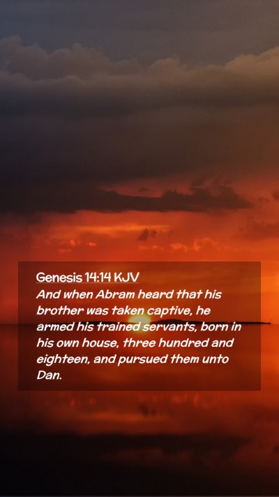 Picture 02 - Genesis 14:14 KJV Mobile Phone Wallpaper - And when Abram heard that his brother was taken - Mobile Bible Verse Wallpaper