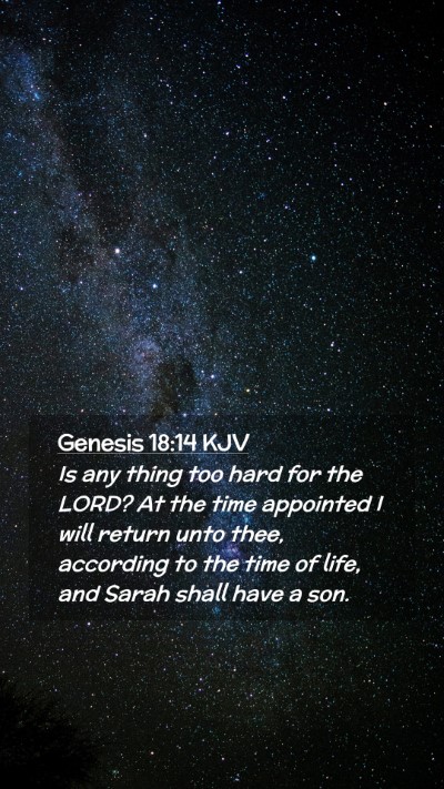 Picture 02 - Genesis 18:14 KJV Mobile Phone Wallpaper - Is any thing too hard for the LORD? At the time - Mobile Bible Verse Wallpaper