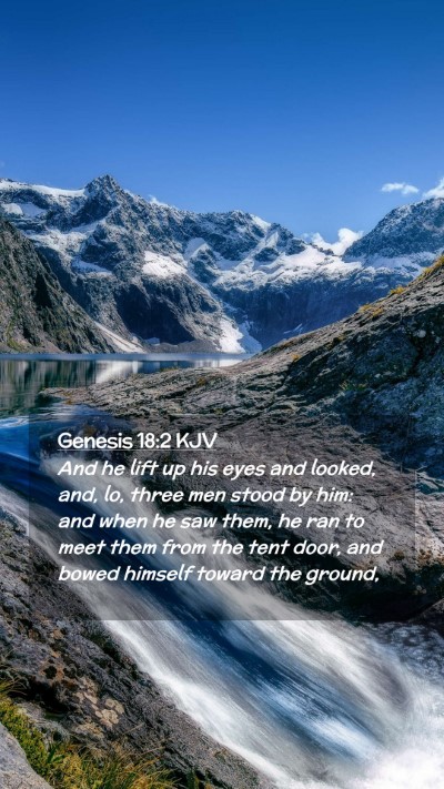 Picture 02 - Genesis 18:2 KJV Mobile Phone Wallpaper - And he lift up his eyes and looked, and, lo, - Mobile Bible Verse Wallpaper