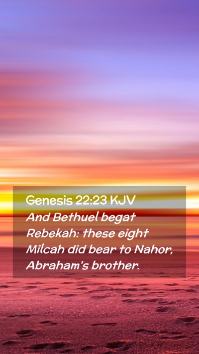 Picture 02 - Genesis 22:23 KJV Mobile Phone Wallpaper - And Bethuel begat Rebekah: these eight Milcah did - Mobile Bible Verse Wallpaper