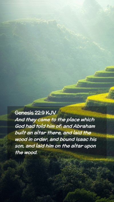 Picture 02 - Genesis 22:9 KJV Mobile Phone Wallpaper - And they came to the place which God had told him - Mobile Bible Verse Wallpaper