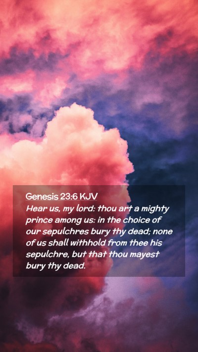 Picture 02 - Genesis 23:6 KJV Mobile Phone Wallpaper - Hear us, my lord: thou art a mighty prince among - Mobile Bible Verse Wallpaper