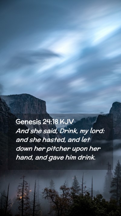 Picture 02 - Genesis 24:18 KJV Mobile Phone Wallpaper - And she said, Drink, my lord: and she hasted, and - Mobile Bible Verse Wallpaper