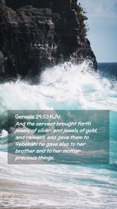 Picture 02 - Genesis 24:53 KJV Mobile Phone Wallpaper - And the servant brought forth jewels of silver, - Mobile Bible Verse Wallpaper