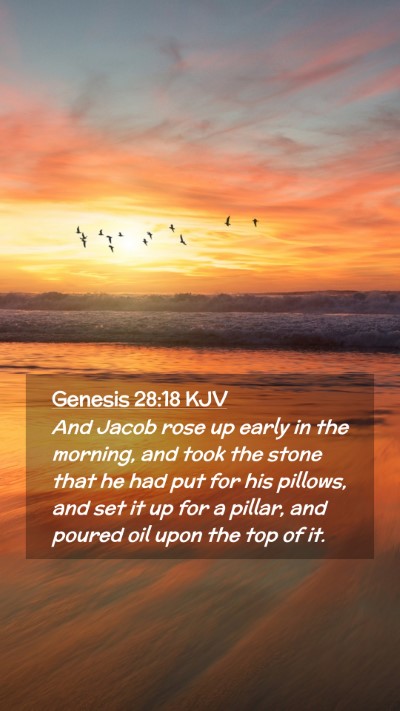 Picture 02 - Genesis 28:18 KJV Mobile Phone Wallpaper - And Jacob rose up early in the morning, and took - Mobile Bible Verse Wallpaper