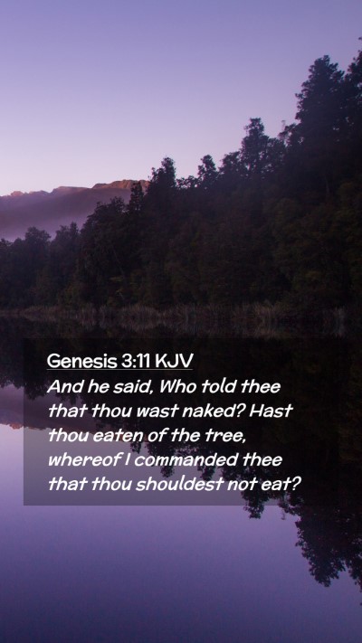 Picture 02 - Genesis 3:11 KJV Mobile Phone Wallpaper - And he said, Who told thee that thou wast naked? - Mobile Bible Verse Wallpaper