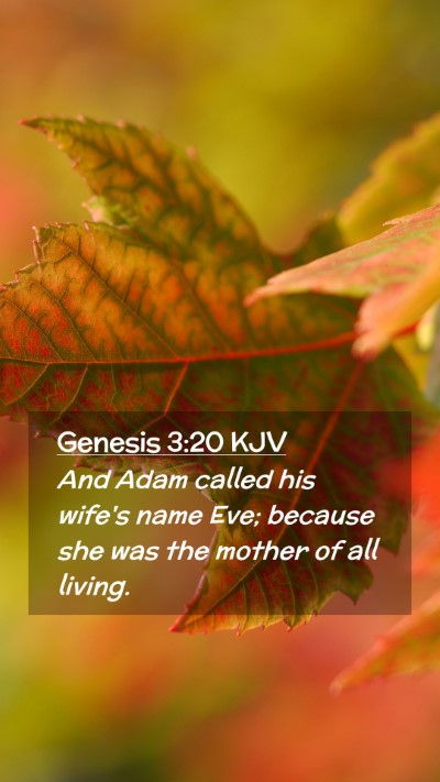 Picture 02 - Genesis 3:20 KJV Mobile Phone Wallpaper - And Adam called his wife's name Eve; because she - Mobile Bible Verse Wallpaper