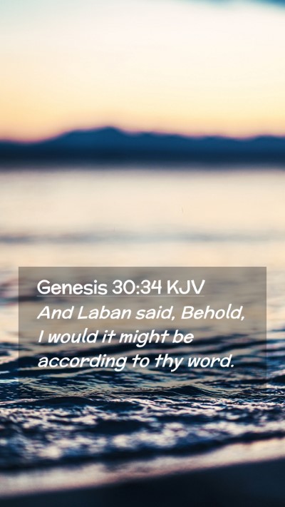 Picture 02 - Genesis 30:34 KJV Mobile Phone Wallpaper - And Laban said, Behold, I would it might be - Mobile Bible Verse Wallpaper