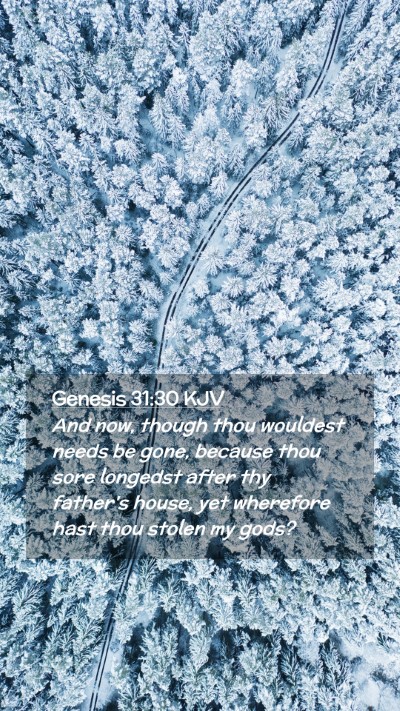 Picture 02 - Genesis 31:30 KJV Mobile Phone Wallpaper - And now, though thou wouldest needs be gone, - Mobile Bible Verse Wallpaper