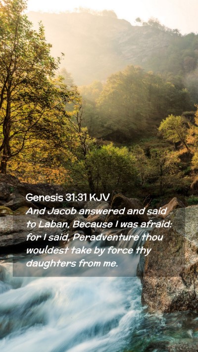 Picture 02 - Genesis 31:31 KJV Mobile Phone Wallpaper - And Jacob answered and said to Laban, Because I - Mobile Bible Verse Wallpaper