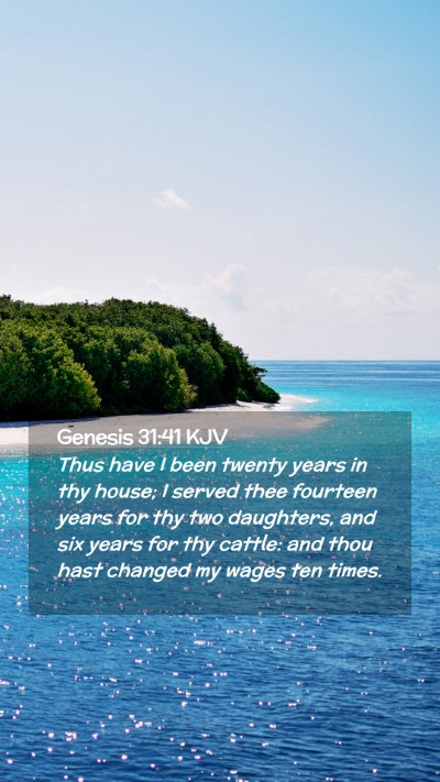 Picture 02 - Genesis 31:41 KJV Mobile Phone Wallpaper - Thus have I been twenty years in thy house; I - Mobile Bible Verse Wallpaper